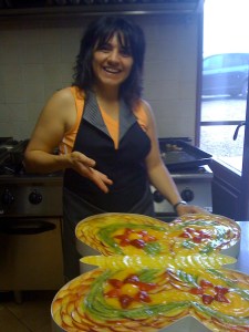 Laura with the amazing torta she prepared for the party
