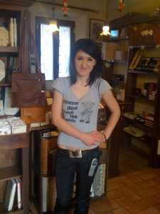 Gabriella at the legatoria where I buy my notebooks