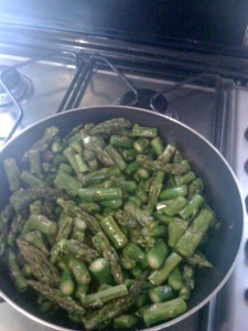 Sauteeing asparagus for a frittata