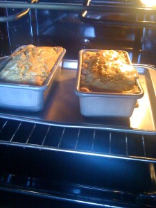 I begin to panic when I see banana bread bubbling over...