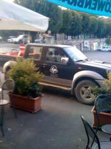 Saverio arrives to whisk me away for a day of grape harvesting