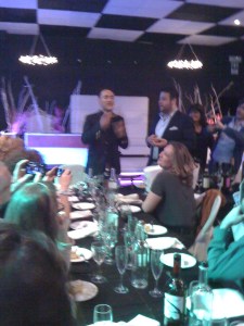 One of our instructors, Luca, explaining to Giulio the importance of finding the g-spot of the champagne bottle before slicing off the cork... erm it didn't go so well!