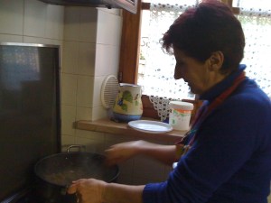 Marinella teaching me her ragù recipe!  